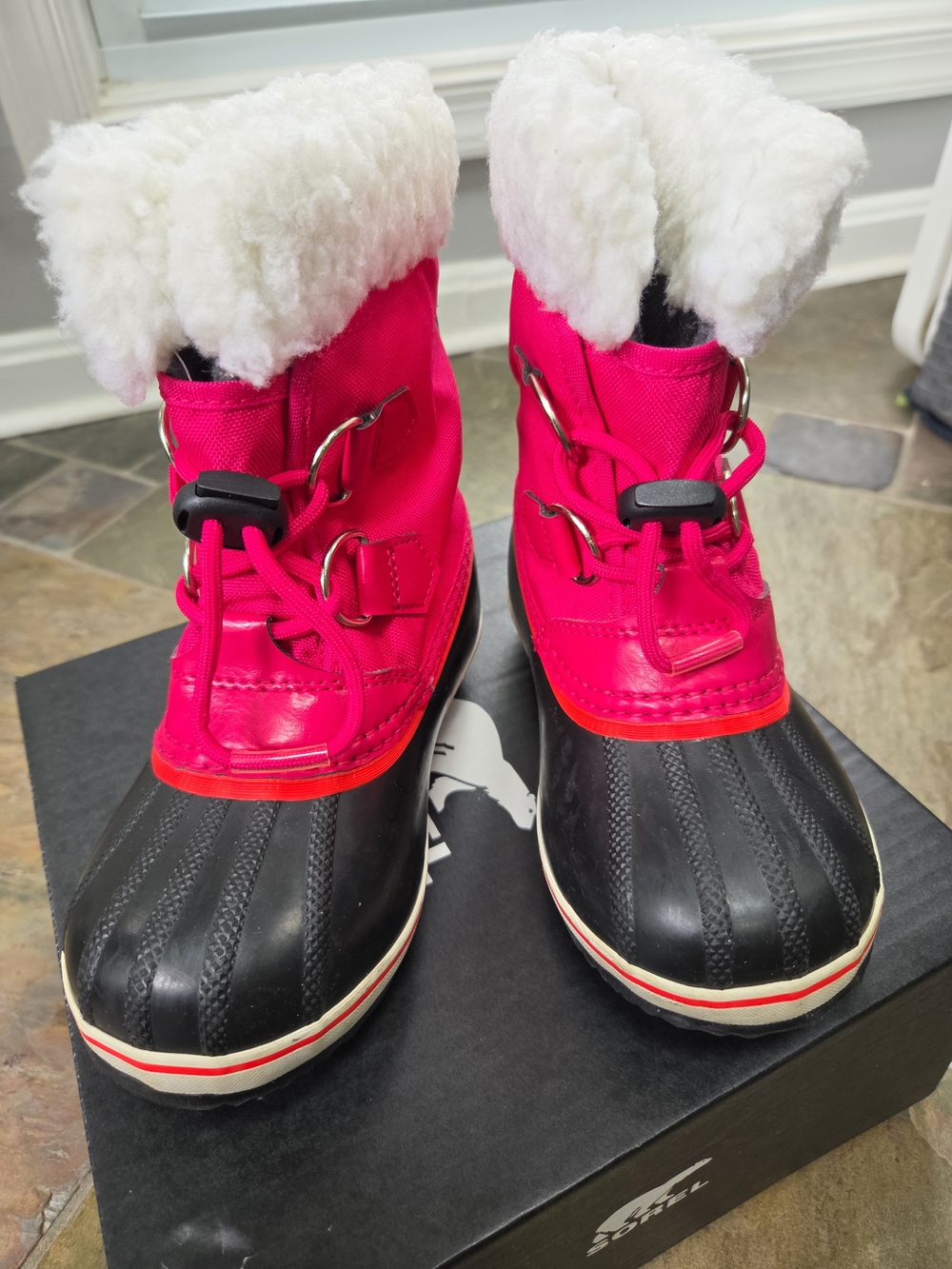 SOREL Children's Yoot Pac Nylon WP Snow Bootsin Bright Pink Black Girls US 11